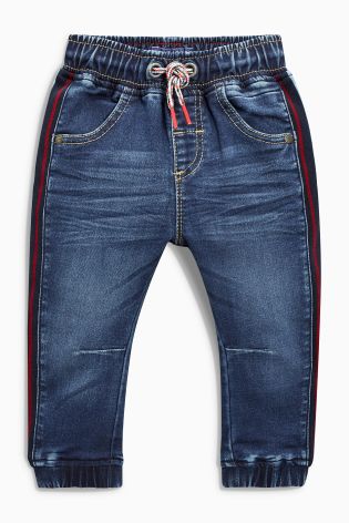 Dark Blue Jersey Side Stripe Jeans (3mths-6yrs)